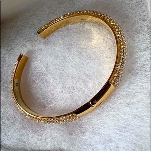 Henri Bendel Rocks Gold Crystal Hinged Cuff Bracelet Petite